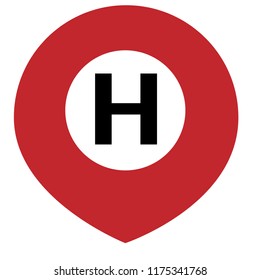 Hospital icon vector illustration. hospital icon and map pointer
