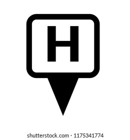 Hospital icon vector illustration. hospital icon and map pointer