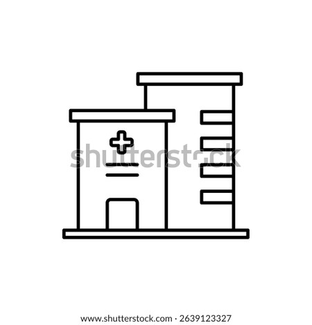 hospital icon, vector line isolated on white background. trendy and modern design