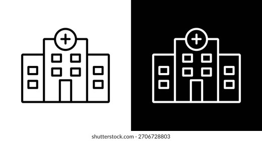 Icono del hospital. Icono lineal de Vector aislado en blanco y negro