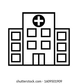 Hospital icon vector on line style design white background