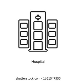 Hospital icon vector on white background. Black icon illustration