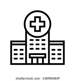 Hospital Icon Vector in outline style on white background