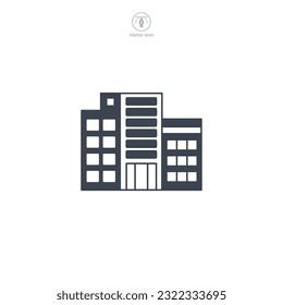 Hospital icon vector portrays a simplified medical institution, symbolizing healthcare, treatment, emergency services, and wellbeing