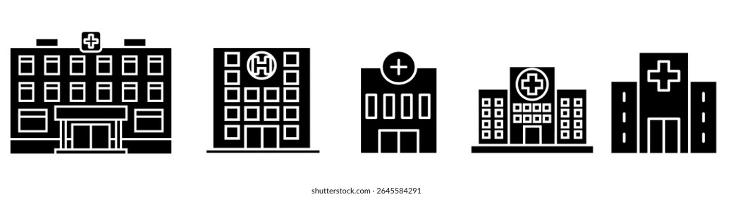 Hospital icon vector set. Ambulance illustration sign collection. Resuscitation symbol. Sanatorium web icons.
