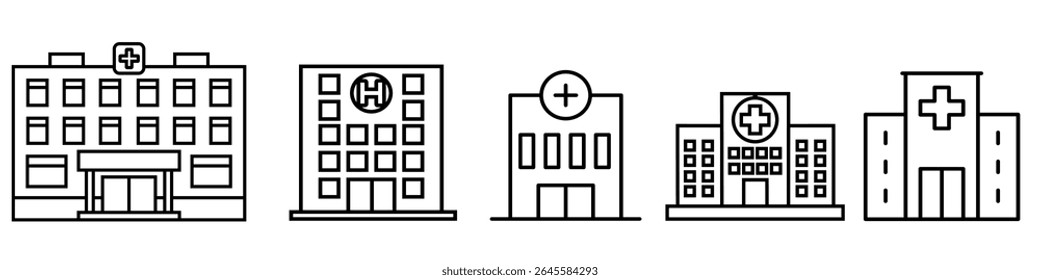 Hospital icon vector set. Ambulance illustration sign collection. Resuscitation symbol. Sanatorium web icons.