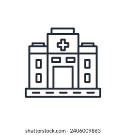 Hospital icon. vector.Editable stroke.linear style sign for use web design,logo.Symbol illustration.