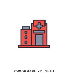 Hospital icon. vector.Editable stroke.linear style sign for use web design,logo.Symbol illustration.