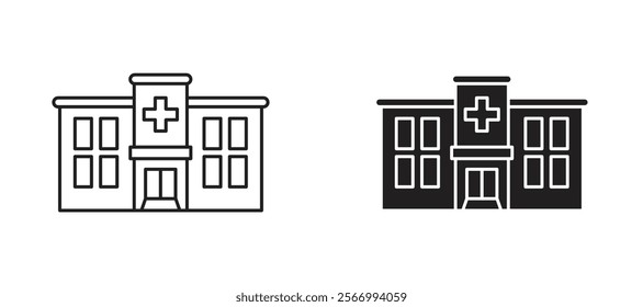 Hospital icons in outline and fill. vector illustration for ui.