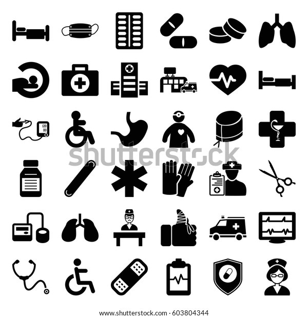 Hospital Icons Set Set 36 Hospital Stock Vector (Royalty Free ...