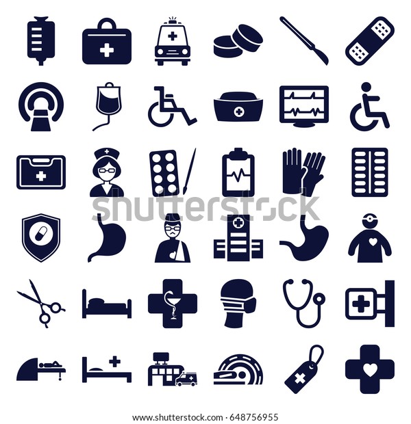 Hospital Icons Set Set 36 Hospital Stock Vector (Royalty Free) 648756955