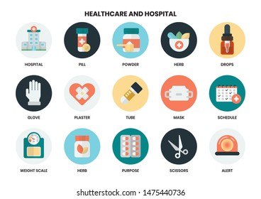 Hospital icons set for business, marketing, management