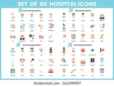 Hospital icons set for business, marketing, management