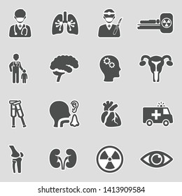 Hospital Icons. Sticker Design. Vector Illustration.