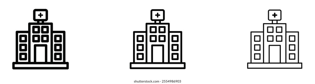 Hospital icons in tree different stroke sizes
