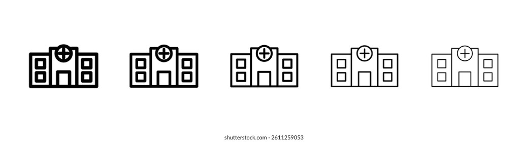 Hospital icons vector set in different stroke line style
