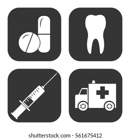 Hospital icons vector set on gray  buttons
