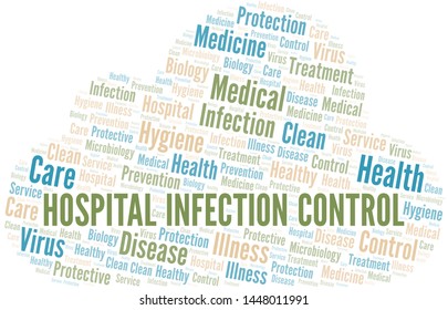 Hospital Infection Control Word Cloud Vector Made With Text Only