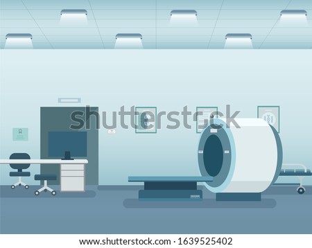 Hospital interior with mri scanner vector illustration