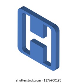 Hospital isometric left top view 3D icon
