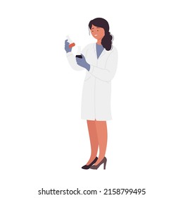 Hospital laboratory female doctor. Medical worker in uniform vector illustration