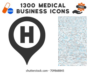 Hospital Letter Marker gray vector icon with 1300 medical commerce pictographs. Set style is flat bicolor light blue and gray pictograms.