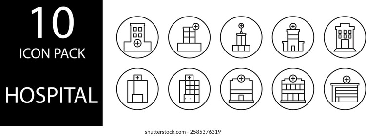 Hospital line Editable Icons set, A modern and professional hospital line icon set, ideal for branding clinics, hospitals and healthcare facilities.