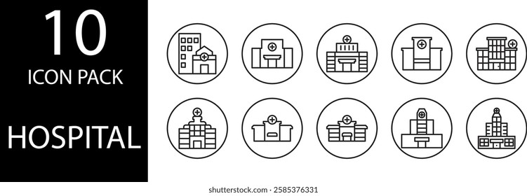 Hospital line Editable Icons set, Medical themed line icons with informative and aesthetic design, ensuring an attractive visual appearance in various healthcare projects.