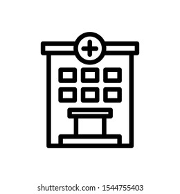 Hospital line flat vector icon for mobile application, button and website design. Illustration isolated on white background. EPS 10 design, logo, app, infographic.