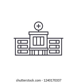 Hospital line icon concept. Hospital vector linear illustration, symbol, sign