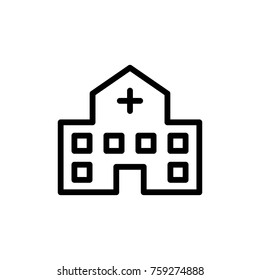Hospital line icon. High quality black outline logo for web site design and mobile apps. Vector illustration on a white background.