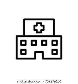 Hospital Line Icon. High Quality Black Outline Logo For Web Site Design And Mobile Apps. Vector Illustration On A White Background.