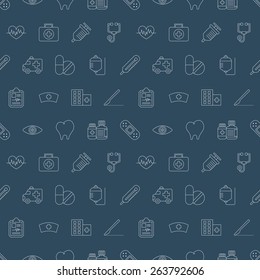Hospital line icon pattern set