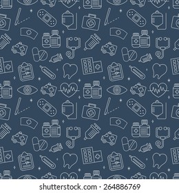 Hospital line icon pattern set