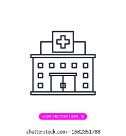 Hospital Line Icon Vector Design With Editable Stroke