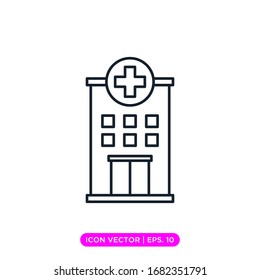 Hospital line icon vector design with editable stroke