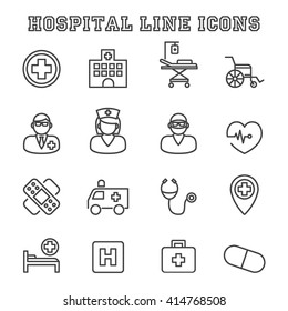 Hospital Line Icons, Mono Vector Symbols