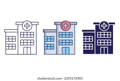 Hospital line and solid illustration icon