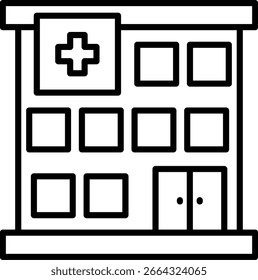 Diseño de icono de Vector de línea hospitalaria
