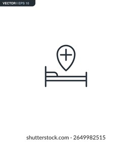 Hospital, linear style sign for mobile concept and web design. Symbol, logo illustration. Pixel perfect vector graphics