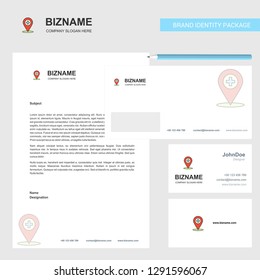 Hospital location Business Letterhead, Envelope and visiting Card Design vector template