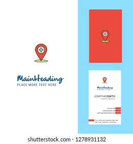 Hospital location Creative Logo and business card. vertical Design Vector