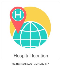 Hospital Location and global icon concept