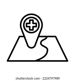 Hospital, Location Icon Logo Design Vector Template Illustration Sign And Symbol Pixels Perfect