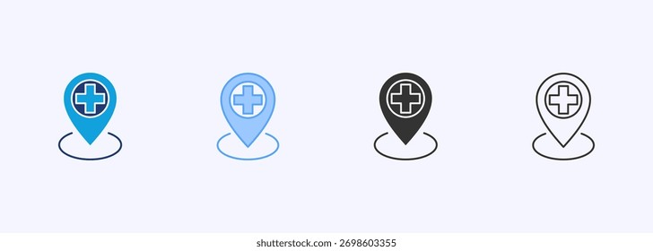 Conjunto de iconos de Locación hospitalaria Colección de estilo múltiple