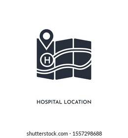 hospital location icon. simple element illustration. isolated trendy filled hospital location icon on white background. can be used for web, mobile, ui.