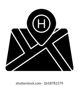 Hospital location icon in unique design