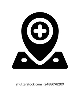 hospital location icon. vector glyph icon for your website, mobile, presentation, and logo design.