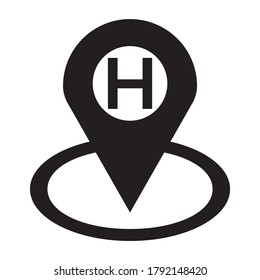 Icono de ubicación del hospital. diseños gráficos vectoriales 
