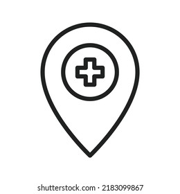 Hospital Location icon vector image. Can also be used for Physical Fitness. Suitable for mobile apps, web apps and print media.